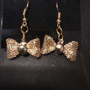 Gold color bow earrings
